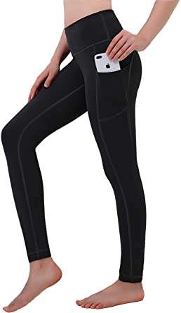 Double Couple High Waist Yoga Pants with Pockets for Women Tummy Control Workout Pants Leggings