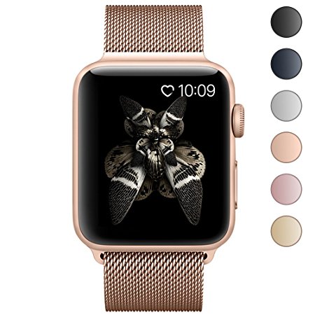 Lelong Apple Watch Band 38mm 42mm,Milanese Loop Fully Magnetic Clasp Stainless Steel Mesh iWatch Band for Apple Watch Series 3 Series 2 Series 1 Sport & Edition