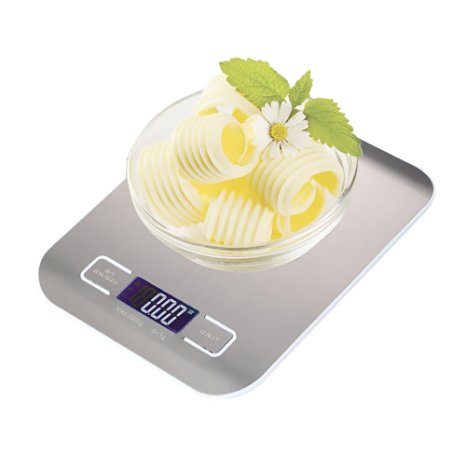 Smileto® 11lb/5kg Digital Multifunction Diet Touch Kitchen Food Scale With Stainless Steel Platform And LCD Display