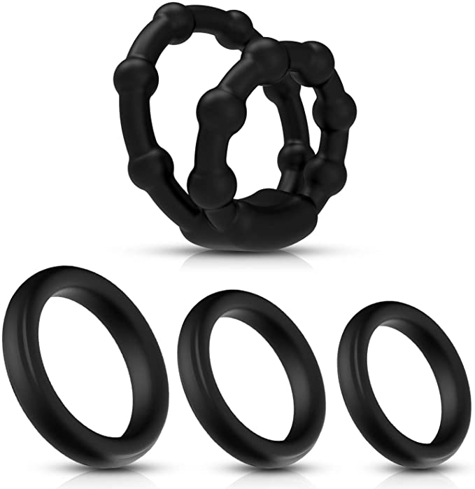 Utimi Cock Rings Set Silicone Love Rings Penis Rings with 3 Individual Rings, 1 Dual Rings