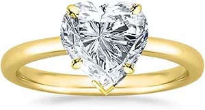 14K White Gold 1/2 Carat Lab Grown Solitaire Heart Cut IGI CERTIFIED Diamond Engagement Ring (0.5 Ct,D-E Color VS1-VS2 Clarity)