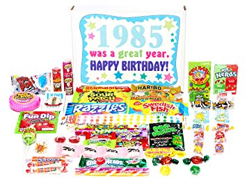 Woodstock Candy ~ 1985 34th Birthday Gift Box of Nostalgic Retro Candy from Childhood for 34 Year Old Man or Woman Born 1985