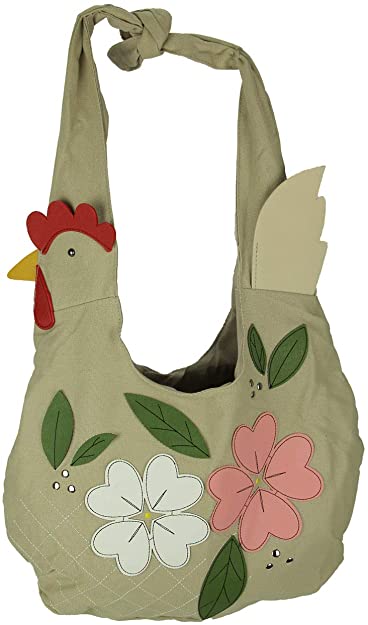 Beige Canvas Floral Chicken Hobo Bag
