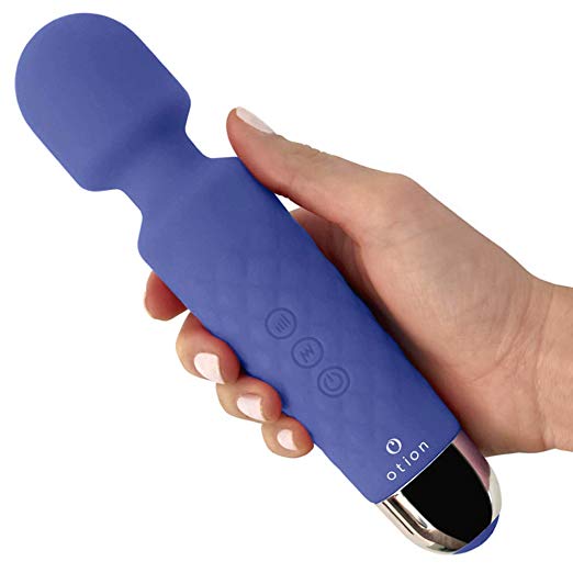 Cordless Rechargeable Massage Wand - by OTION - Personal, Powerful, Therapeutic, Travel Size - Perfect for Muscle Massage - Whisper Quiet for Discreet use - Hitachi Replacement (Blue)