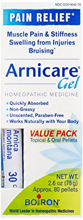 Boiron Arnicare Gel Value Pack, 2.6 Ounce   80 Pellet Tube, Homeopathic Medicine for Pain Relief