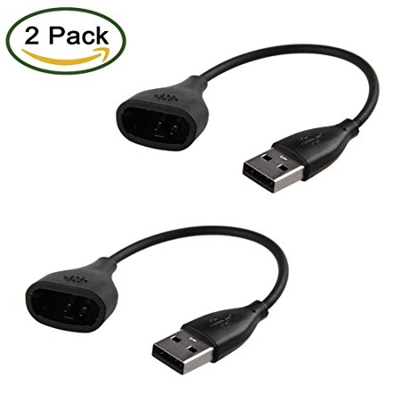 2Pcs Black Replacement USB Charger Charging Cable Cord for Fitbit One Band Wireless Activity Bracelet(12cm)