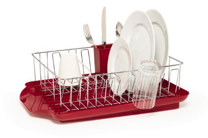 Farberware Professional 3-Piece Dish Rack Set, Red