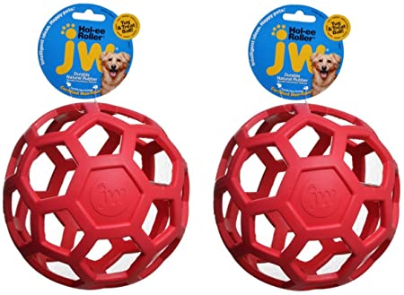 JW Hol-ee Roller Original Treat Dispensing Dog Ball - Hard Natural Rubber - Assorted Colors