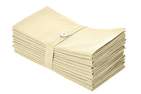 Cotton Craft Napkins, 12 Pack Oversized Dinner Napkins 20x20 Ivory, 100% Cotton, Tailored with Mitered corners and a generous hem, Napkins are 38% larger than standard size napkins