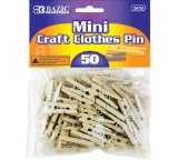 BAZIC Mini Natural Clothespins Wood 50 Per Pack