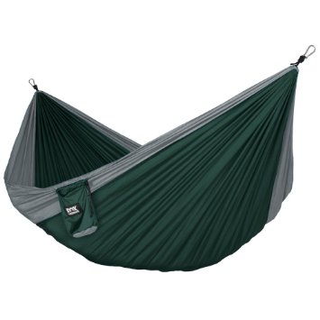 Neolite Double Camping Hammock - Lightweight Portable Nylon Parachute Hammock for Backpacking, Travel, Beach, Yard. Hammock Straps & Steel Carabiners Included