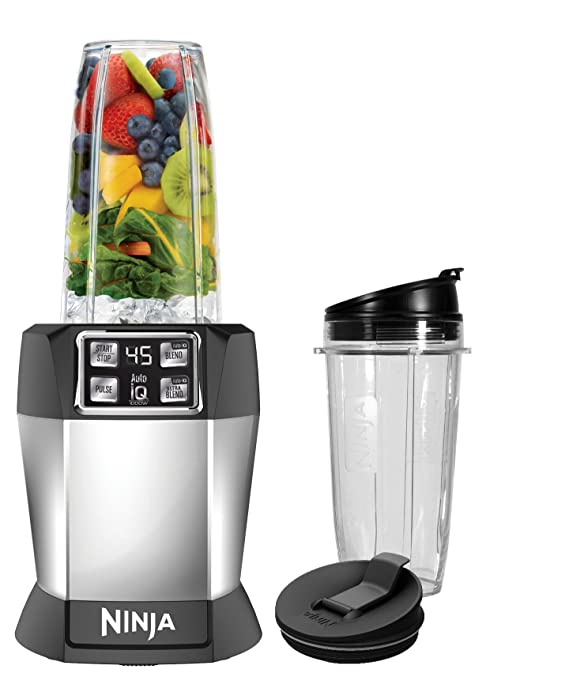 Nutri Ninja Auto iQ 1000 Watt Blender with two Tritan Material Jars   Ninja Professional Stackable Chopper for Fruits and Vegetable with 2 Tritan Jars & 2 Lids - 500 ml