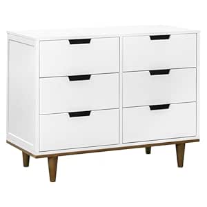 DaVinci Double Marley 6 Drawer Dresser, White and Walnut