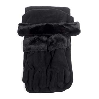 Cloche Fur Trim 3 Piece Fleece Hat, Scarf & Glove Women's Winter Set