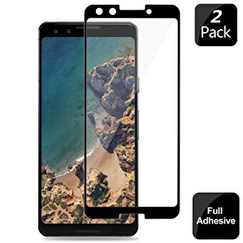 Elebase Google Pixel 3 Screen Protector (2 Packs),Full Adhesive,Case Friendly,Anti-Scratch,Anti-Bubble,9H Hardness,HD Clear Protective Tempered Glass for Google Pixel 3 (Black)