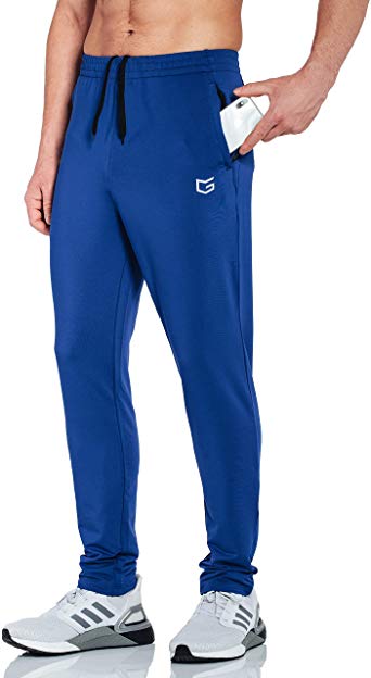 G Gradual Men's Sweatpants with Zipper Pockets Tapered Track Athletic Pants for Men Running, Exercise, Workout