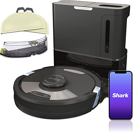 Shark RV2610WA AI Ultra Robot Vacuum & Mop with XL HEPA Self-Empty Base, Bagless, 60-Day Capacity, Matrix Clean Navigation, CleanEdge Technology, Perfect for Pet Hair, Works with Alexa, Black & Silver
