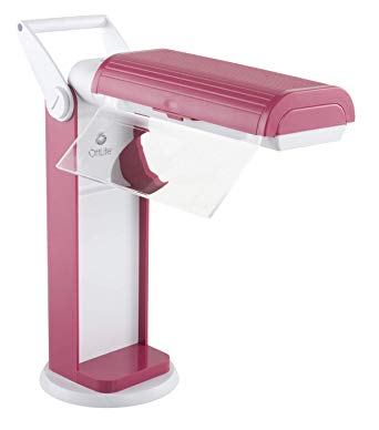 OttLite 13 Watt Magnifier Task Lamp with 2X Magnification and Swivel Base, Pink