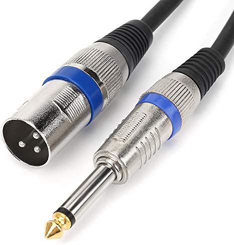 MOBOREST XLR 3 Pin Male To 1/4"(6.35mm) Male Mono Microphone Cable, Unbalanced,Gold Plated for Microphones, Powered Speakers, Stage, DJ, Studio Sound Consoles(0.5M/1.6FT)