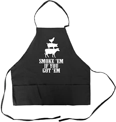 Funny BBQ Apron for Men Smoke Em If You Got Em Barbecue Pit Smoking Grilling Aprons With Pockets Love To Grill Pitmaster Meat Smoker Accessories For Men Women Grillfather Master