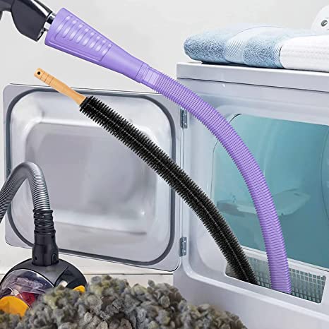 2 Pack Dryer Vent Cleaner Kit and Flexible Dryer Lint Brush Vacuum Hose Attachment Brush Lint Remover Power Washer and Dryer Vent Vacuum Hose Purple