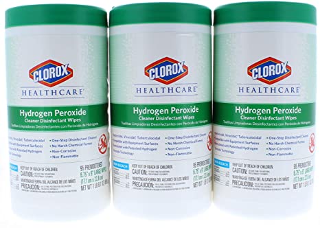 3 Pk. Clorox Healthcare Hydrogen Peroxide Cleaner Disinfectant Wipes 6.75" x 5.75" 95 Count (285 Count Total)