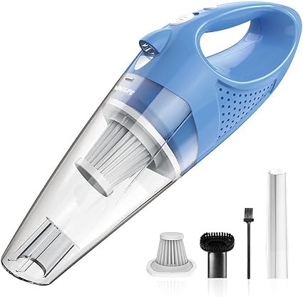 VacLife Handheld Vacuum, Car Hand Vacuum Cleaner Cordless, Mini Portable Rechargeable Vacuum Cleaner with 2 Filters, Light Blue (VL189)