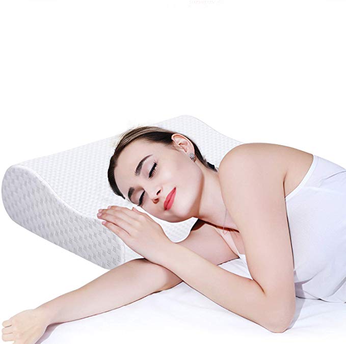 Memory Foam Pillow, H/E [Updated Version] Ergonomic and Orthopedic Bed Pillow, Cervical Pillows for Neck, Shoulder Pain, Pillows for Back Stomach Side Sleeper with Washable Breathable Cover (60*35cm)