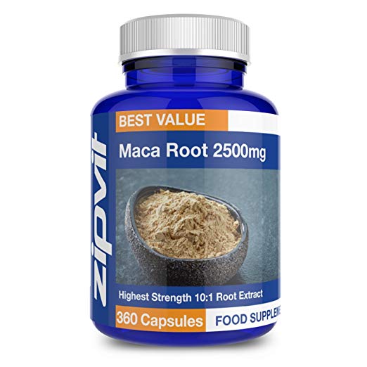 Maca Root Capsules 2500mg | 10:1 Maca Root Powder Extract | 360 Vegan High Strength Capsules | Twelve Months Supply | Vegetarian Society Approved