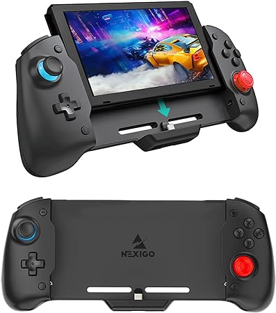 NexiGo Switch Controller for Handheld Mode, Ergonomic 6-Axis Gyro and Dual Motor Vibration Controller for Nintendo Switch, Compatible with All Games of Switch, Not for OLED, Black