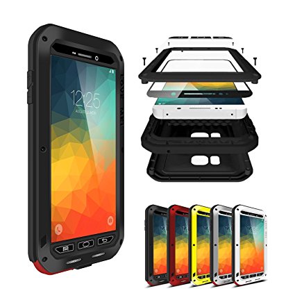 Note 5 Case,Perstar Shockproof Waterproof Dust/Dirt/Snow Proof Aluminum Metal Gorilla Glass Protection Case Cover for Samsung GALAXY Note 5 N920 (Black)