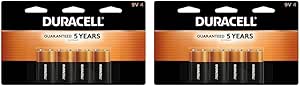 DURACELL Coppertop 9V Battery, 4 Count Pack, 9-Volt Battery with Long-Lasting Power, All-Purpose Alkaline 9V Battery for Household and Office Devices (Pack of 2)