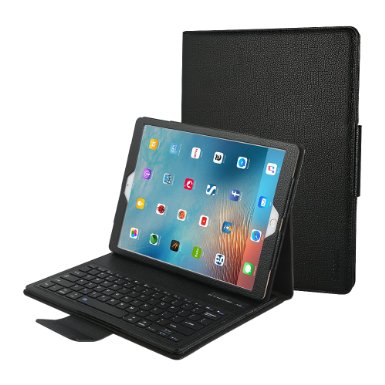 Simpeak PU Keyboard Case with Bluetooth Keyboard for iPad Pro - Black