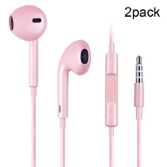 Wecharge Premium Earphones/Earbuds Noise Cancelling Headphones with Remote and Mic for iPhone SE, 6s plus, 6s, 6 plus, 6, 5s, 5c, 5, iPad Air, iPad, iPod (Rose Golden)