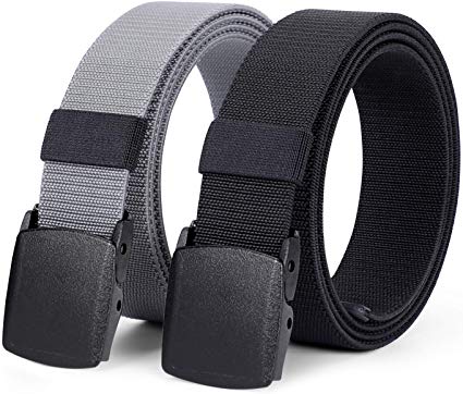 Men's Elastic Stretch Belt, JASGOOD Outdoor Plastic Belt with Removable Buckle Hiking Belt 38mm