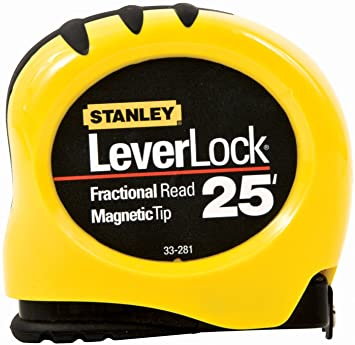 Stanley 33-281 Leverlock Fractional Tape Rule with Magnetic Tip, 1-Inch X 25-Feet