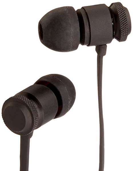 AmazonBasics In-Ear Headphones with Flat Cable and Universal Mic - Black