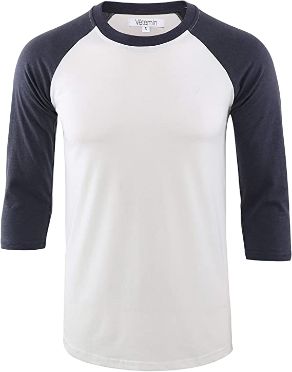 Vetemin Men's Casual 3/4 Raglan Sleeve Sports Jersey Baseball Tee Active Shirts