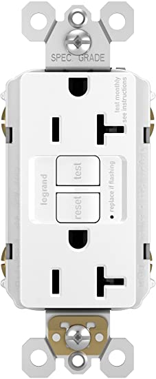 Legrand - Pass & Seymour radiant 2097TRWCC10 20 Amp Tamper-Resistant Self-Test GFCI Safety Outlet, White Matching Wall Plate Included
