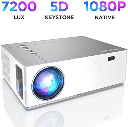 Projector, Upgraded 7200 Lux, BOMAKER Native 1080p Full HD Projector for Outdoor Movie, 5D ±50° X/Y Keystone, ±50% Zoom Out, 300'' Display, 9000:1, Compatible with TV Stick, Android, iOS, HDMI, PC