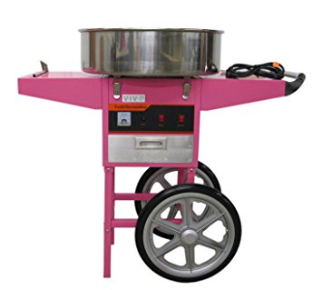 Electric Commercial Cotton Candy Machine / Candy Floss Maker Pink Cart Stand VIVO (CANDY-V002)