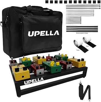 UPELLA Guitar Pedal Board Aluminum Guitar Effect Pedal Board 18'' x 12.5'' Guitar Effects Pedalboard Accessories with Carrying Bag