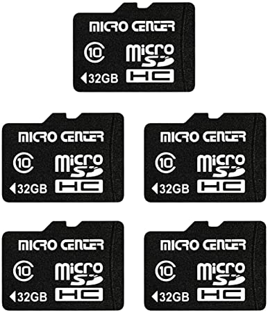 Micro Center 32GB Class 10 Micro SDHC Flash Memory Card with Adapter for Mobile Device Storage Phone Tablet Drone (5 Pack)