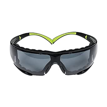 3M Safety Glasses, SecureFit, ANSI Z87, Anti-Fog Anti-Scratch Gray Lens, Green/Black Frame, Removable Foam Gasket, Flexible Temples