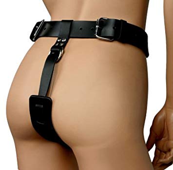 Strict Leather Female Butt Plug and Dildo Harness