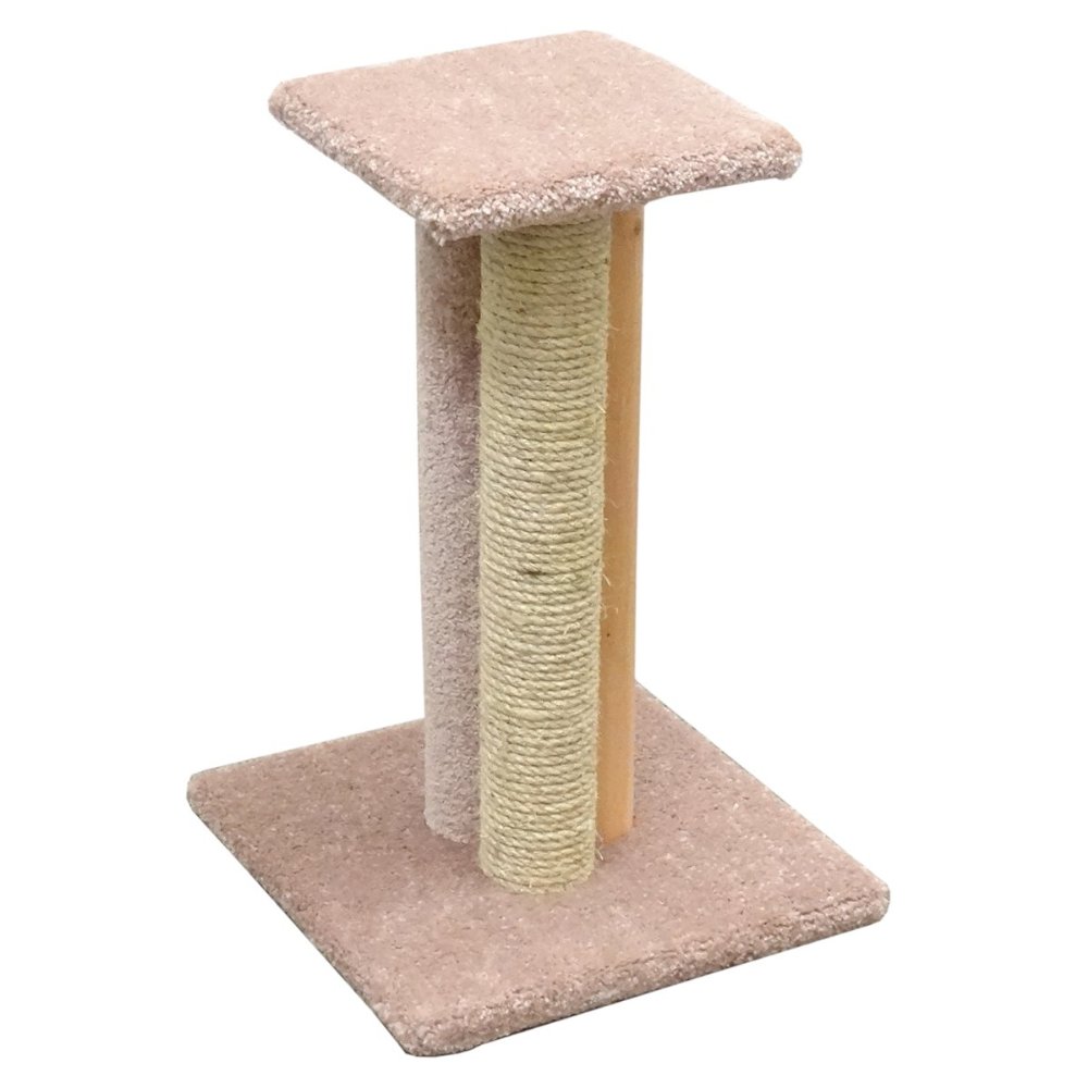 Wood Cat Scratching Post Cat Pole with Carpet and Sisal Beige Carpet
