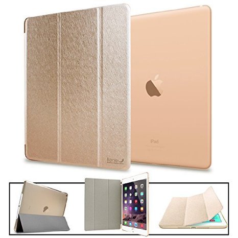 BeneU Slim Lightweight Leather Folio Magnetic Smart Case Cover Stand with Back Case For Apple iPad Air iPad 5 th Generation 2013 release - Champagne Gold