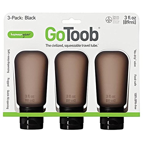 Humangear GoToob Civilized Squeezable Travel Tube (Pack of 3), Black, 3-Ounce