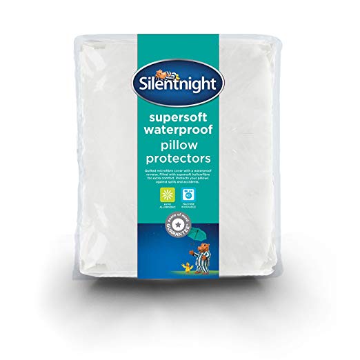 Silentnight Supersoft Quilted Waterproof Pillow Protector, White, Pack of 2