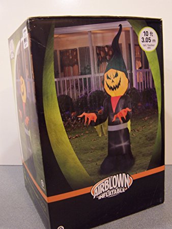 Gemmy 10 ft Lighted Halloween Air blown Inflatable Scary Pumpkin Ghoul Reaper